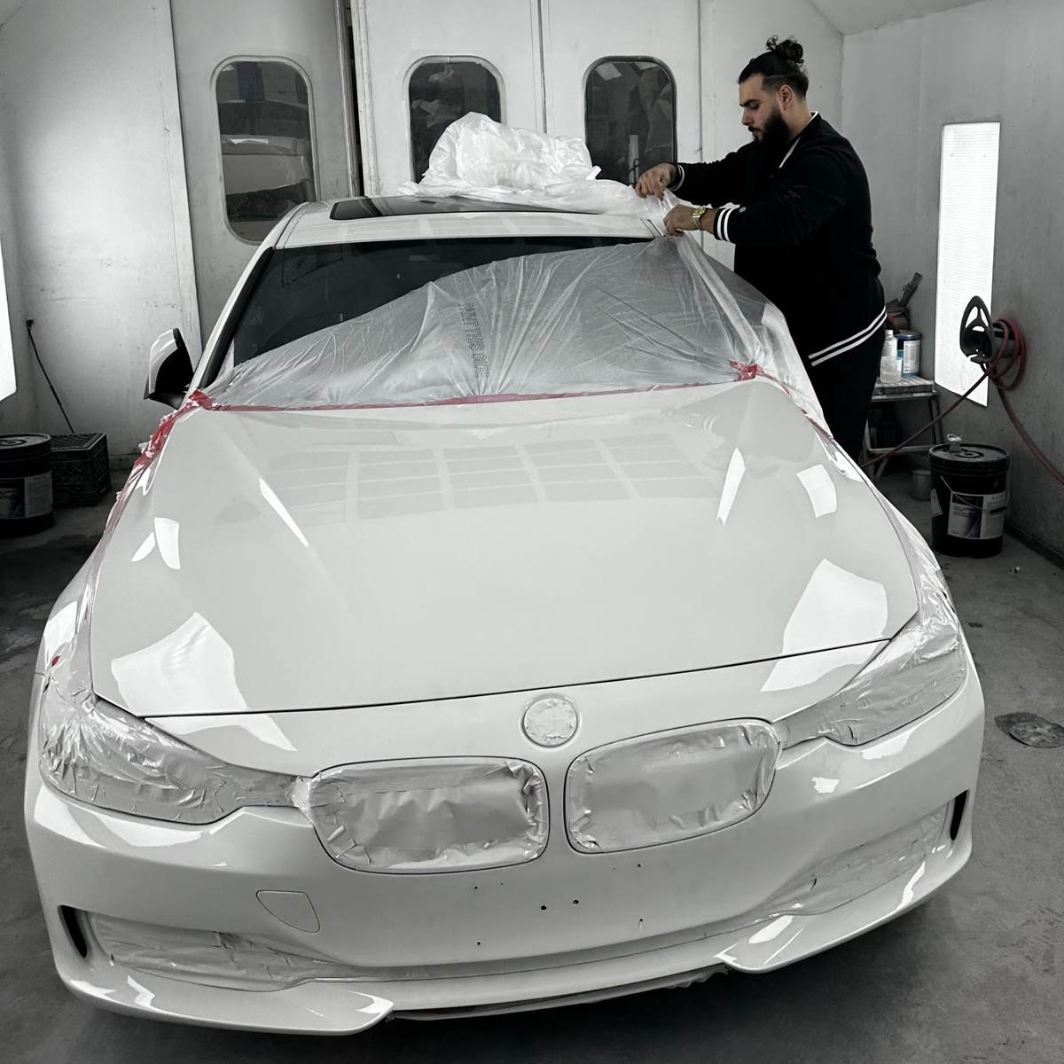 Body panel masked for respray